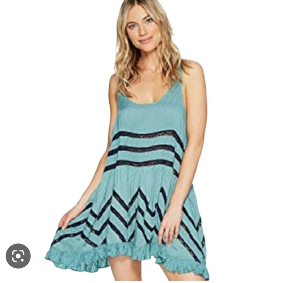 Intimately Free People Voile Trapeze Slip Dress Size XS in Teal - Picture 2 of 4
